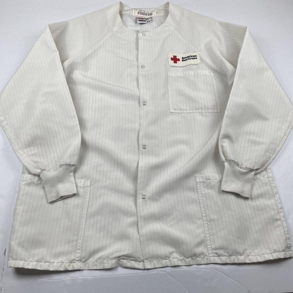 Vintage American Red Cross Volunteer Nurse Jacket Scrub Men’s M White Stripes